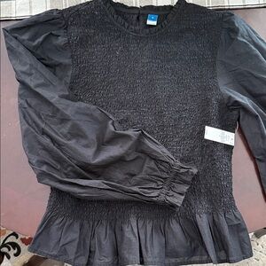Old Navy Black Smocked Blouse